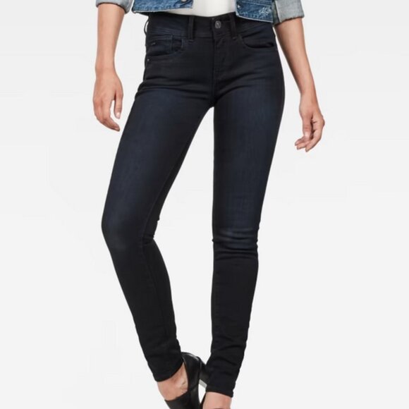 G-Star Raw Lynn Mid Waist Skinny Jeans W24 L30 Dark Blue Wash Stretch 24 - Picture 2 of 14